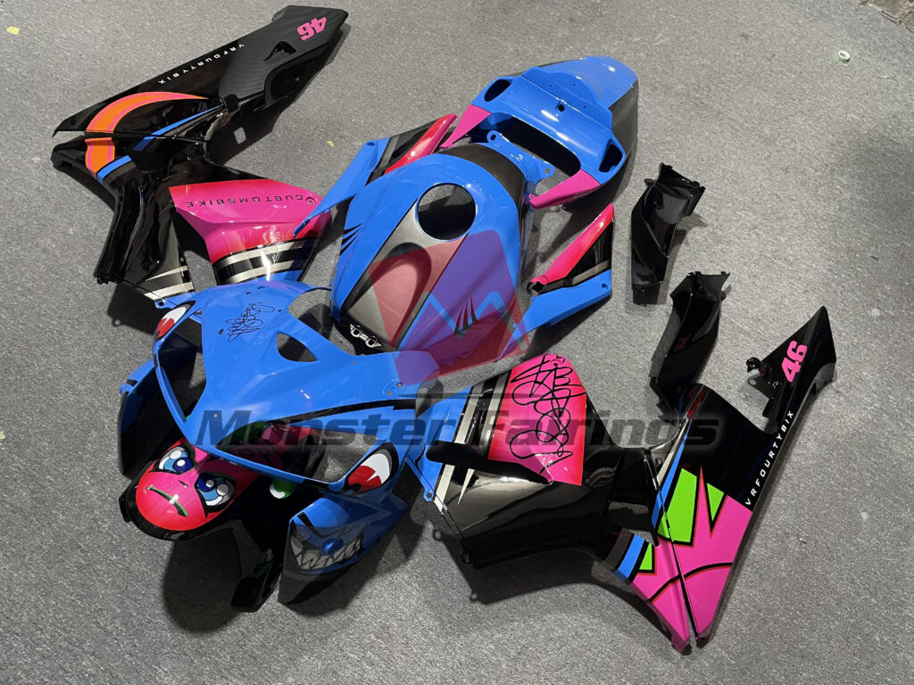 Honda CBR600RR custom ABS fairings 2005 - 2006 in Blue Shark Pink - durable replacement kit, Monster Fairings
