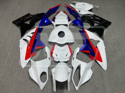 BMW S1000RR 2009-2014 Gloss White & Black with Red & Blue ABS Fairings | Monster Fairings
