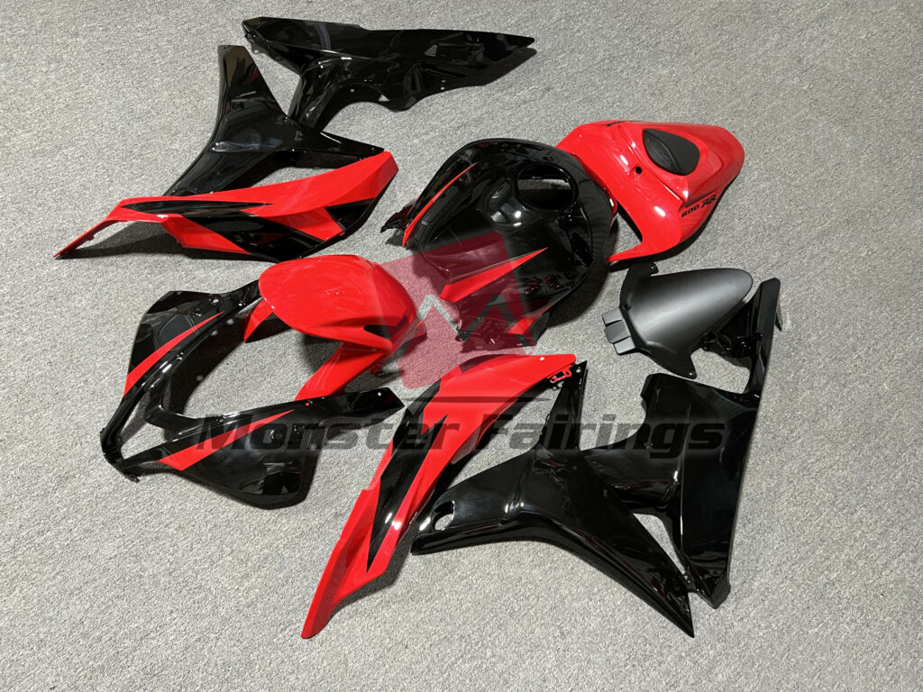 Honda CBR600RR custom ABS fairings 2007 - 2008 in Gloss Red & Black - durable replacement kit, Monster Fairings