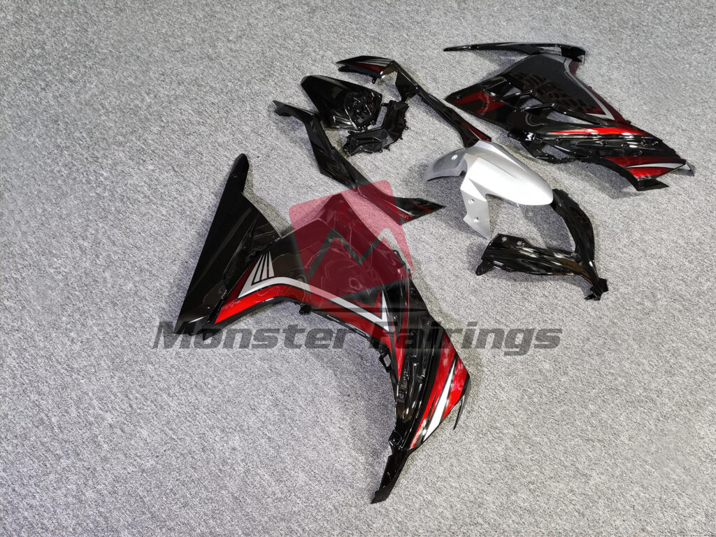 Kawasaki Ninja 300 custom ABS fairings 2013 - 2022 in Gloss Black Red - durable replacement kit, Monster Fairings