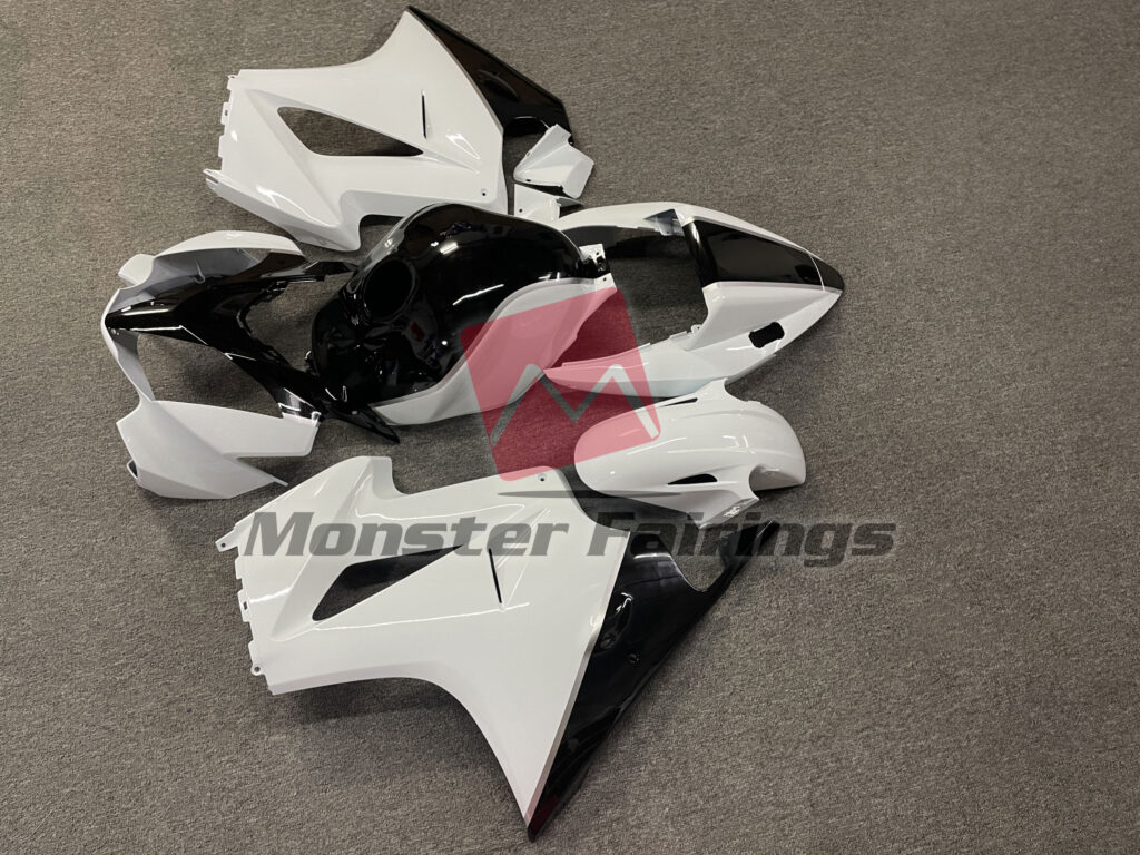 2002 - 2012 Honda VFR800 Gloss White & Black fairing set - ABS injection, custom painted by Monster Fairings