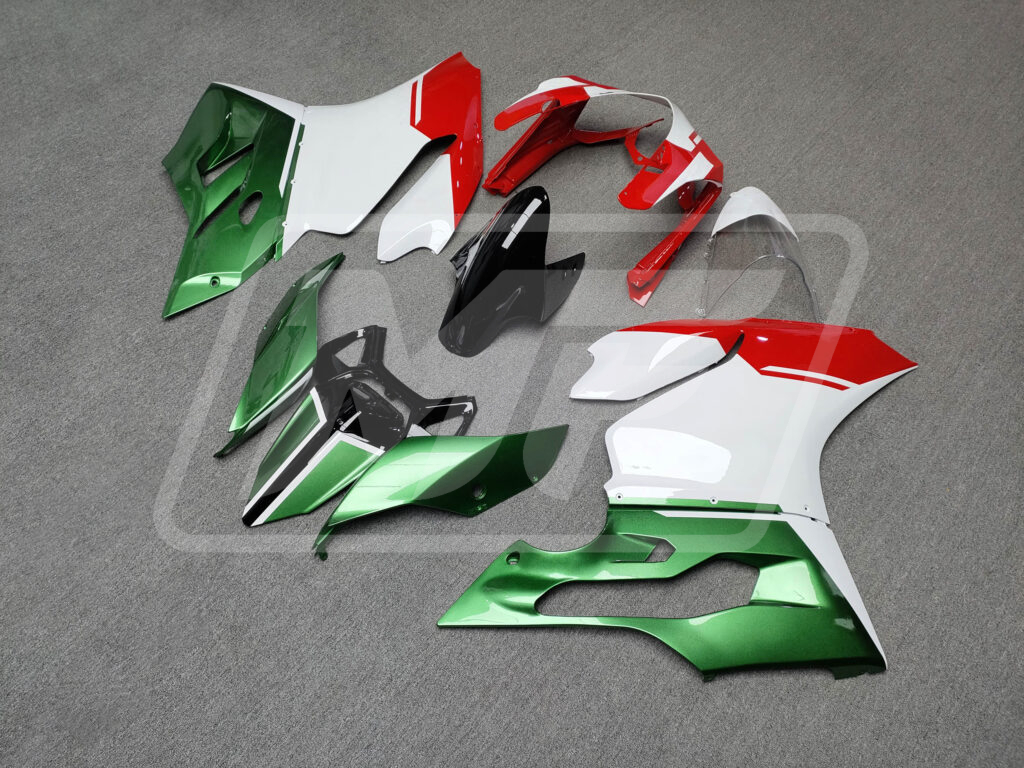 Gloss Red, White & Green ABS fairings for Ducati 1199 - premium OEM fit kit by Monster Fairings