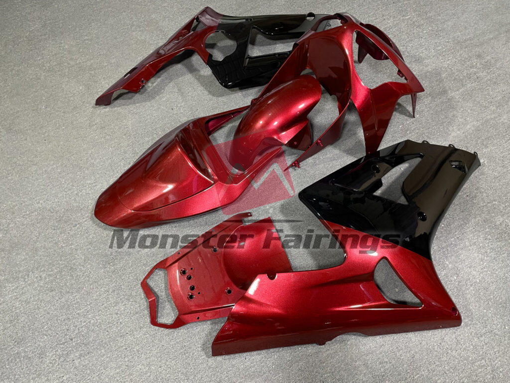 Kawasaki ZX6R custom ABS fairings 2003 - 2004 in Gloss Red & Black - durable replacement kit, Monster Fairings