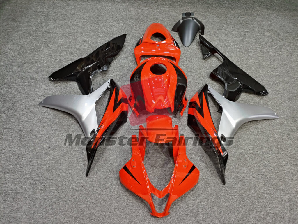 Honda CBR600RR 2007 - 2008 Gloss Orange & Black Silver ABS fairings - custom motorcycle bodywork kit by Monster Fairings