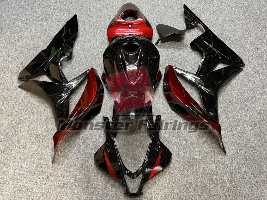 Honda CBR600RR 2007 - 2008 Gloss Black & Deep Red ABS fairings - custom motorcycle bodywork kit by Monster Fairings