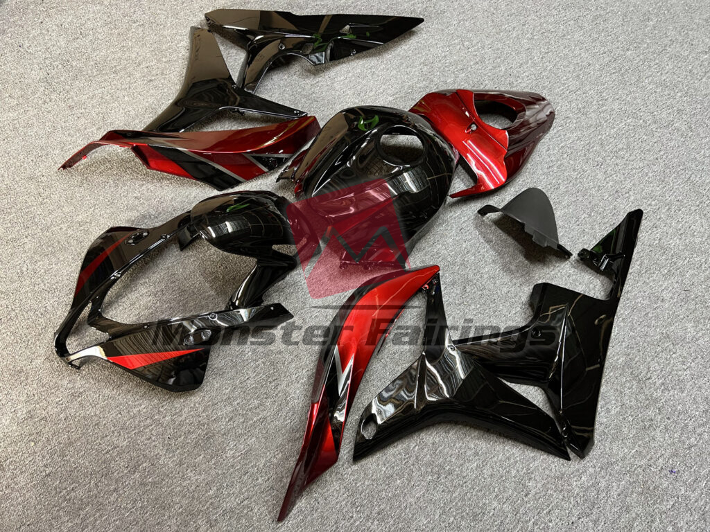 Honda CBR600RR custom ABS fairings 2007 - 2008 in Gloss Black & Deep Red - durable replacement kit, Monster Fairings