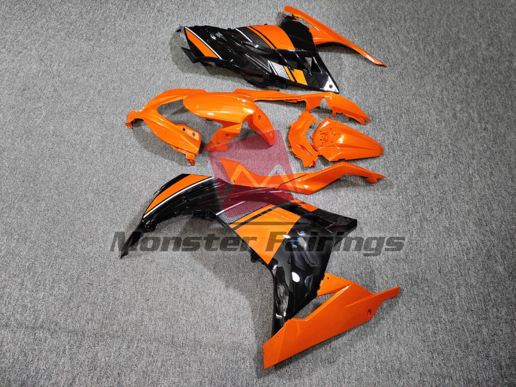 2013 - 2022 Kawasaki Ninja 300 Gloss Orange & Black fairing set - ABS injection, custom painted by Monster Fairings