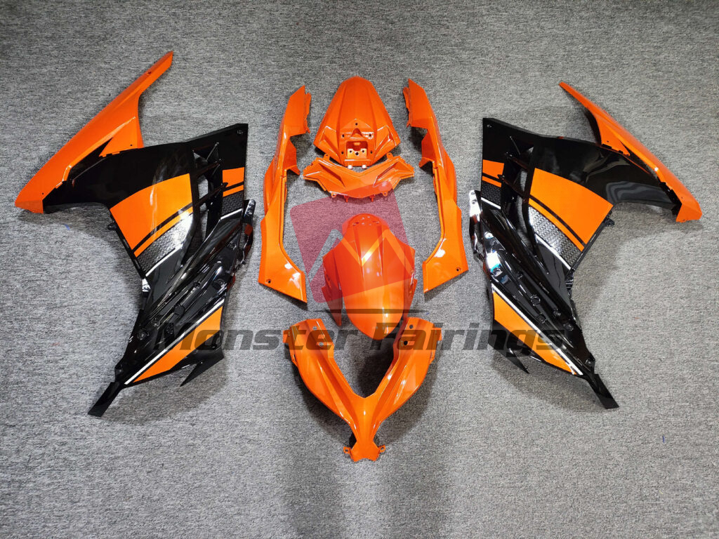 Kawasaki Ninja 300 2013 - 2022 Gloss Orange & Black ABS fairings - custom motorcycle bodywork kit by Monster Fairings