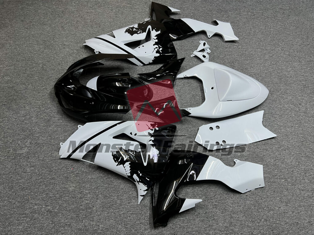 Kawasaki ZX10R custom ABS fairings 2006 - 2007 in Gloss White & Black Knight - durable replacement kit, Monster Fairings