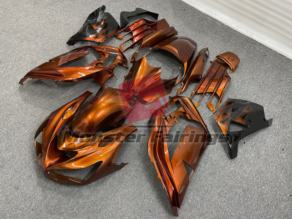 Kawasaki ZX14R custom ABS fairings 2012 - 2024 in Burnt Orange Gloss - durable replacement kit, Monster Fairings