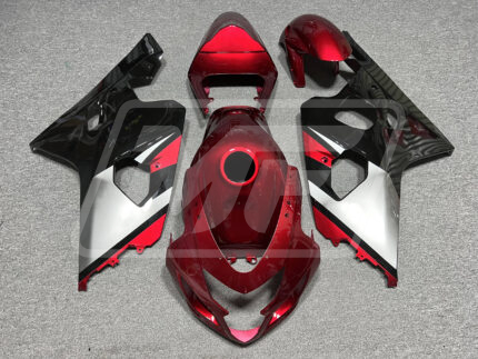 Suzuki GSXR 600-750 2004-2005 Gloss Red with Silver & Black ABS Fairings | Monster Fairings