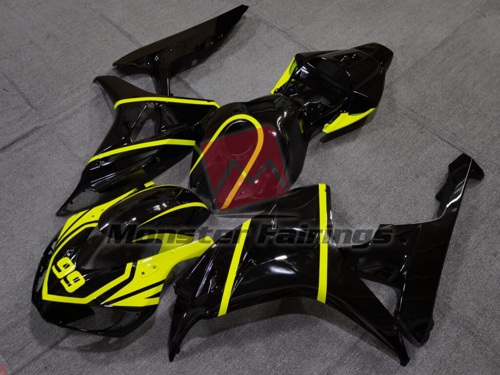 Honda CBR1000RR custom ABS fairings 2006 - 2007 Gloss Black & Yellow - durable replacement kit, Monster Fairings