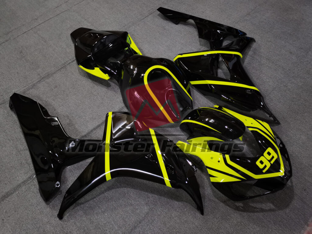 2006 - 2007 Honda CBR1000RR Gloss Black & Yellow fairing set - ABS injection, custom painted by Monster Fairings