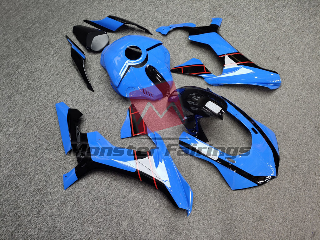 Yamaha R1 custom ABS fairings 2015 - 2019 Gloss Blue with Black & Red - durable replacement kit, Monster Fairings