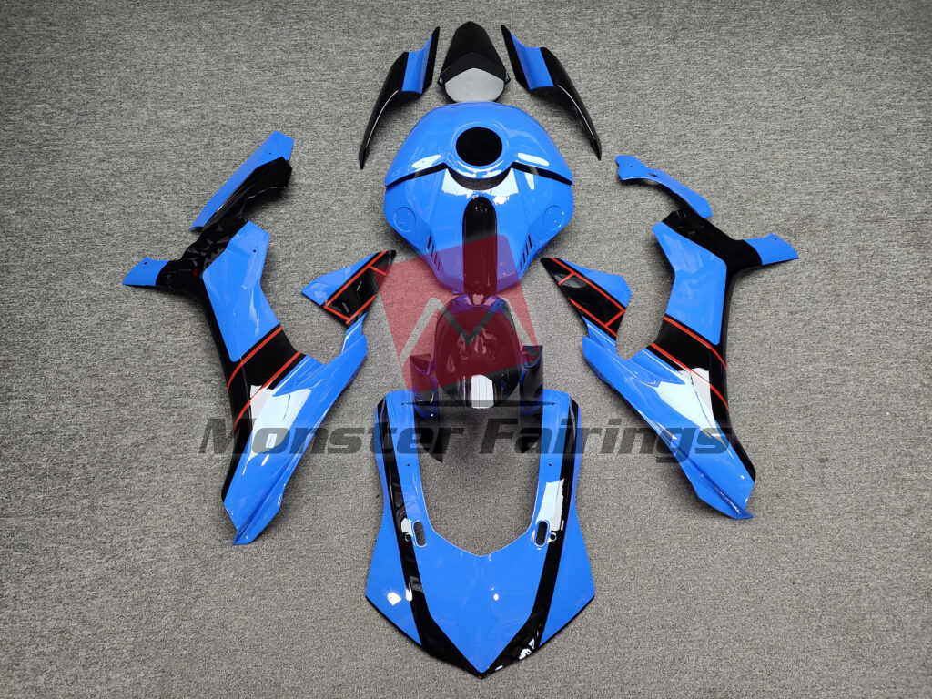 Yamaha R1 2015 - 2019 Gloss Blue with Black & Red ABS fairings - custom motorcycle bodywork kit by Monster Fairings