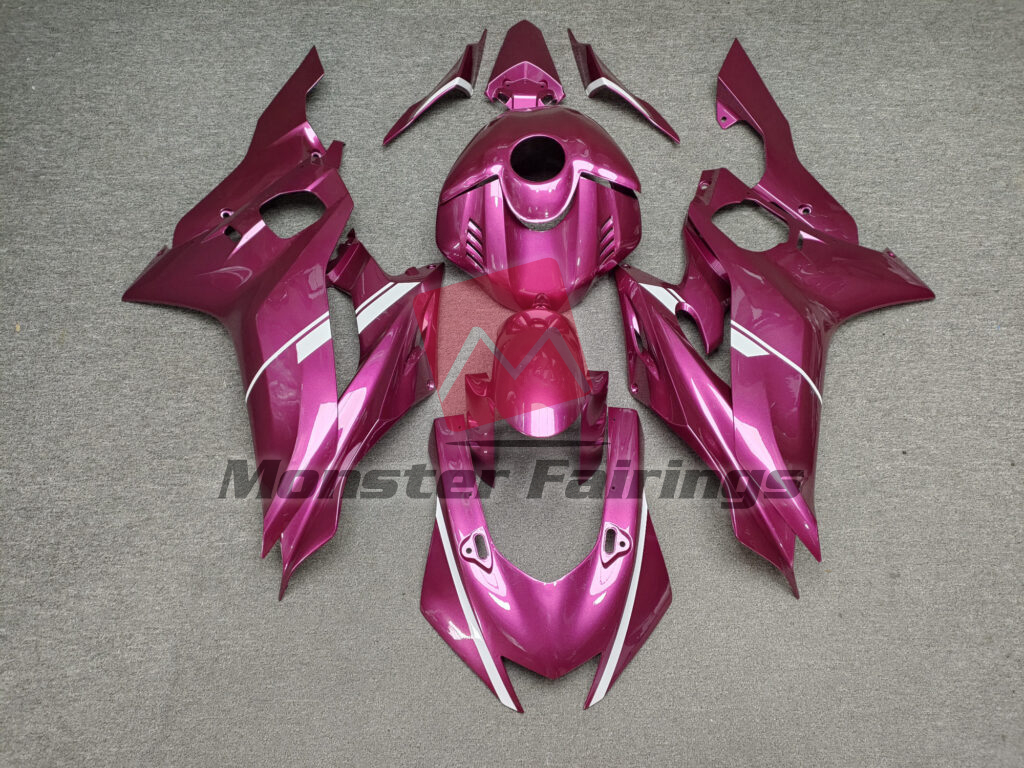 Yamaha R6 2017 - 2022 Gloss Hot Pink White ABS fairings - custom motorcycle bodywork kit by Monster Fairings