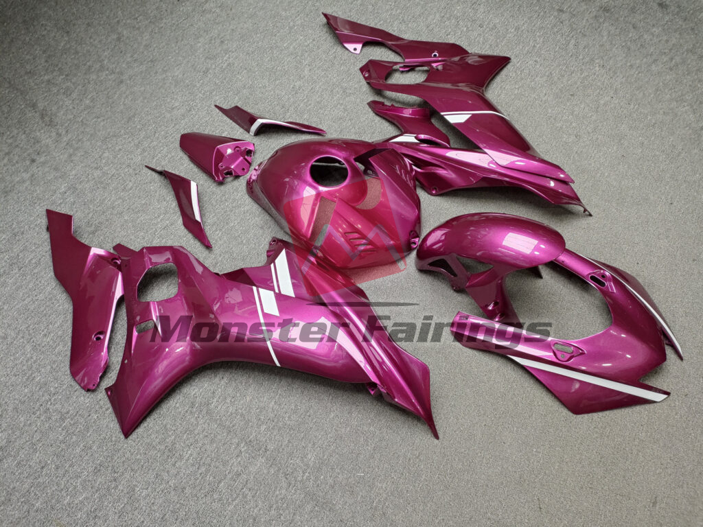 Gloss Hot Pink White ABS fairings for Yamaha R6 2017 - 2022 - premium OEM fit kit by Monster Fairings