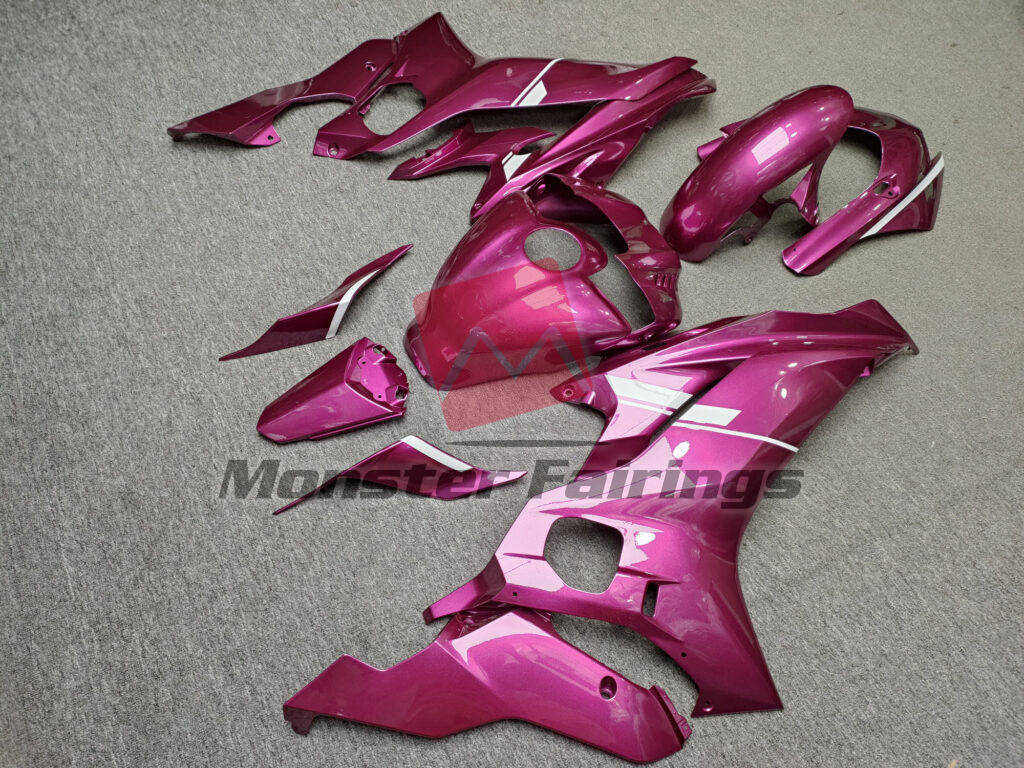 2017 - 2022 Yamaha R6 Gloss Hot Pink White fairing set - ABS injection, custom painted by Monster Fairings