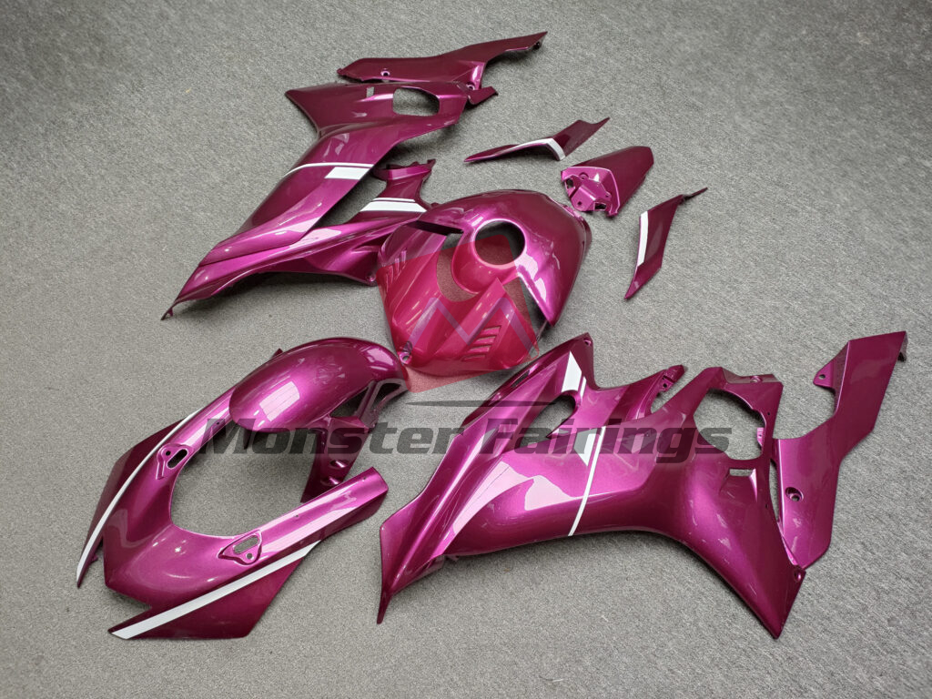 Yamaha R6 custom ABS fairings 2017 - 2022 in Gloss Hot Pink White - durable replacement kit, Monster Fairings