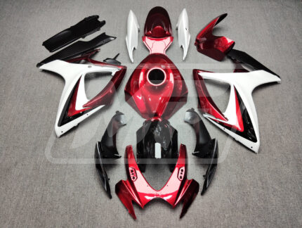 Suzuki GSXR 600-750 2006-2007 Gloss White & Candy Red With Black ABS Fairings | Monster Fairings