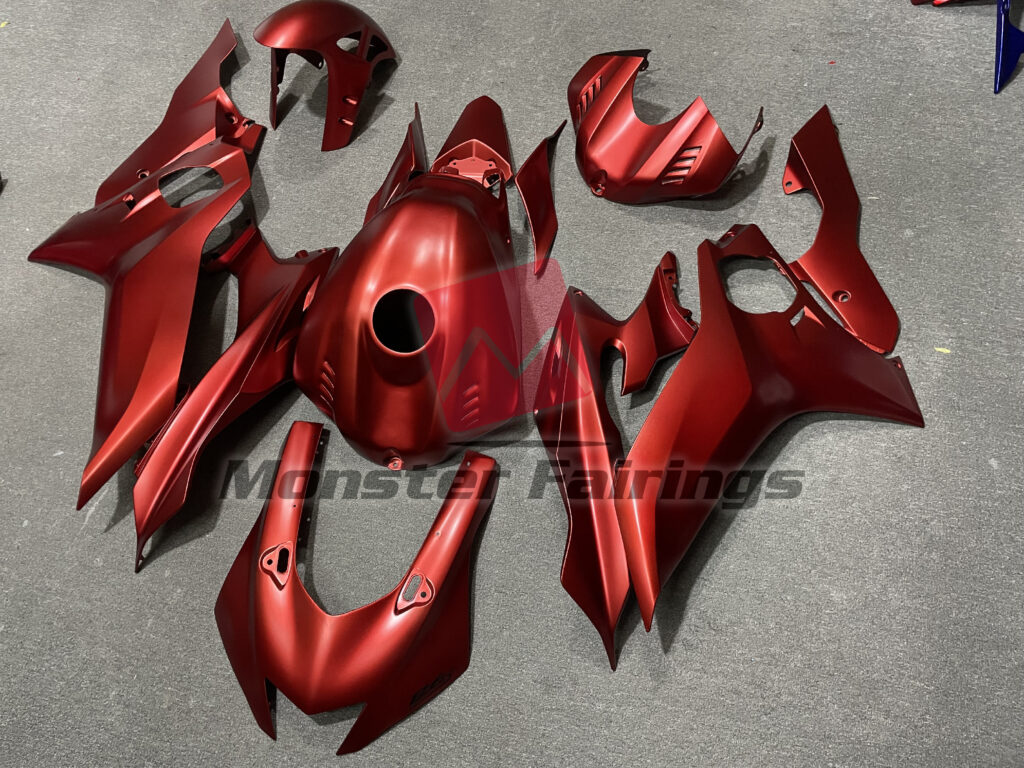 Yamaha R6 custom ABS fairings 2017 - 2022 in Matte Red - durable replacement kit, Monster Fairings