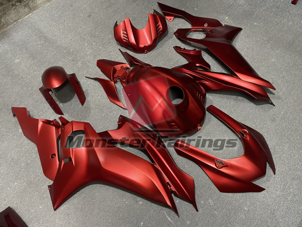 2017 - 2022 Yamaha R6 Matte Red fairing set - ABS injection, custom painted by Monster Fairings