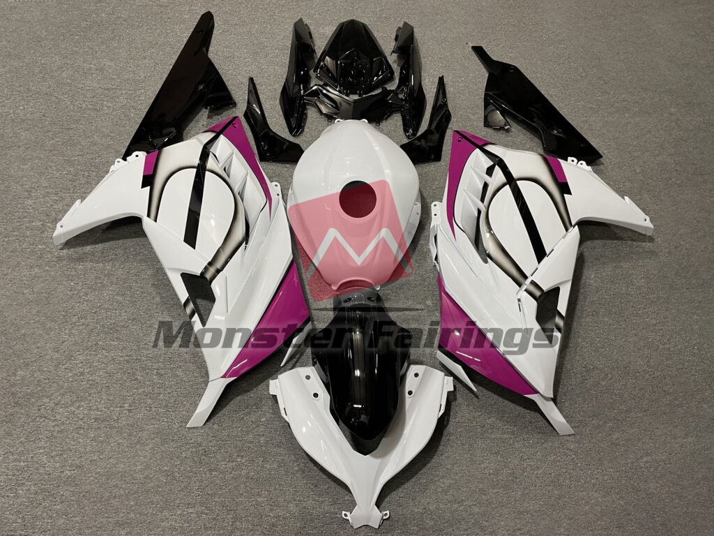 Kawasaki Ninja 300 2013 - 2022 Gloss White & Black Pink ABS fairings - custom motorcycle bodywork kit by Monster Fairings