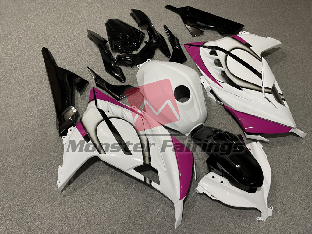 Gloss White & Black Pink ABS fairings for Kawasaki Ninja 300 2013 - 2022 - premium OEM fit kit by Monster Fairings