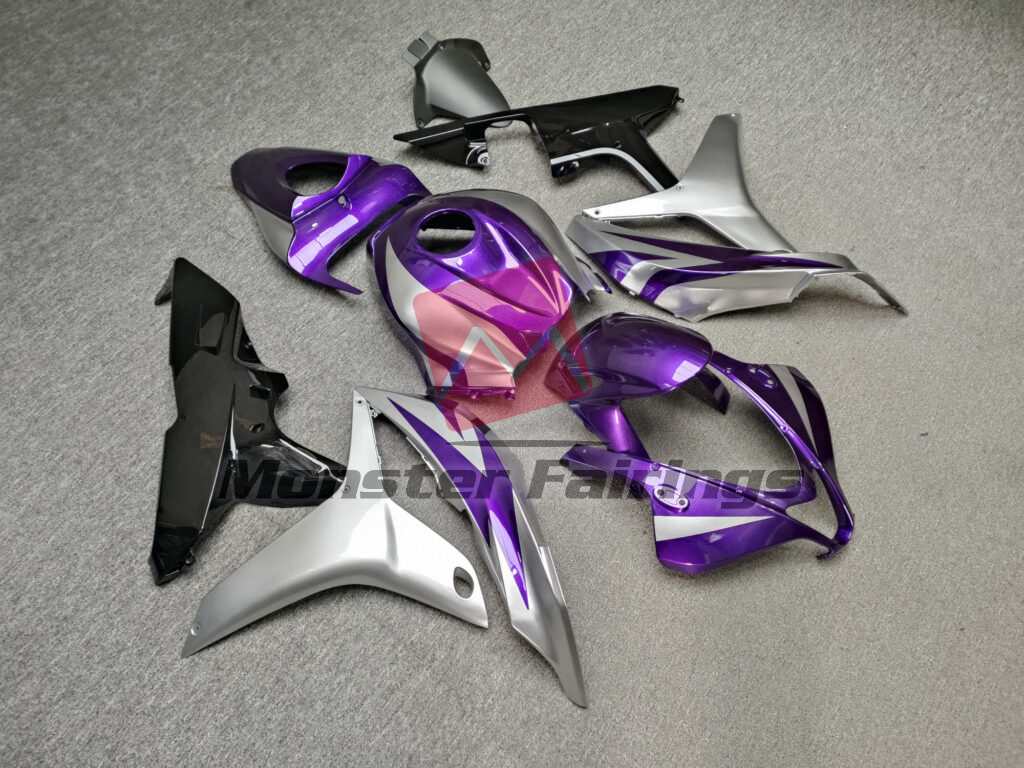 Honda CBR600RR custom ABS fairings 2007 - 2008 in Gloss Purple & Silver Black - durable replacement kit, Monster Fairings
