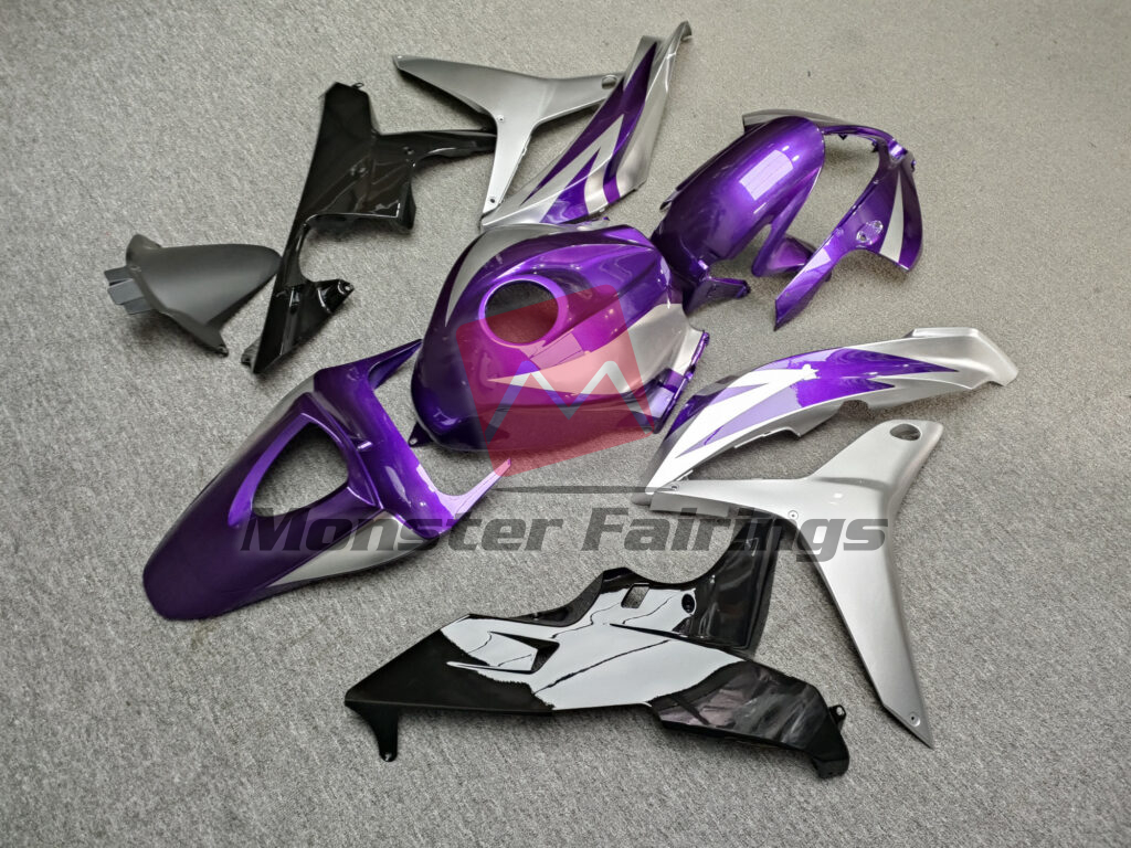 2007 - 2008 Honda CBR600RR Gloss Purple & Silver Black fairing set - ABS injection, custom painted by Monster Fairings