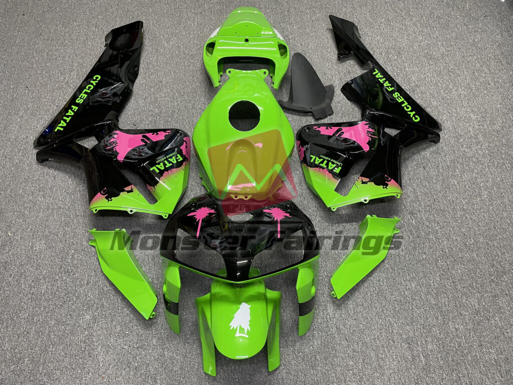 Honda CBR600RR 2005 - 2006 Gloss Pink Splatter Green ABS fairings - custom motorcycle bodywork kit by Monster Fairings