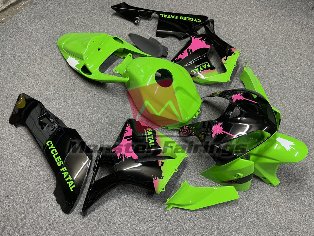 Gloss Pink Splatter Green ABS fairings for Honda CBR600RR 2005 - 2006 - premium OEM fit kit by Monster Fairings