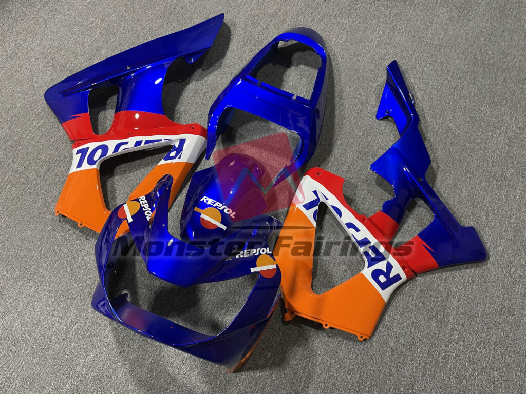 Honda CBR929RR custom ABS fairings 2000 - 2001 in Gloss Blue Repsol - durable replacement kit, Monster Fairings