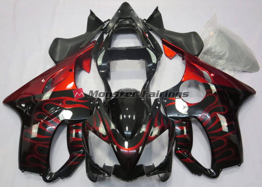 Honda CBR600 F4i 2001 - 2003 Red Flame ABS fairings - custom motorcycle bodywork kit by Monster Fairings