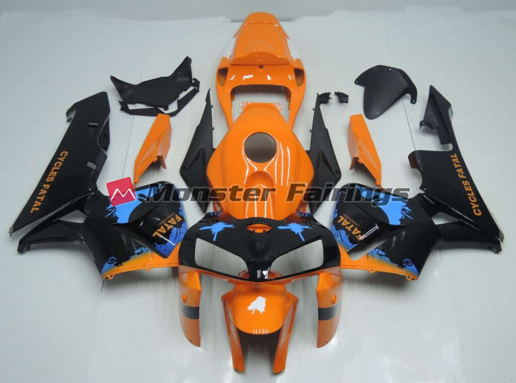 Honda CBR600RR 2005 - 2006 Orange and Black Splatter ABS fairings - custom motorcycle bodywork kit by Monster Fairings
