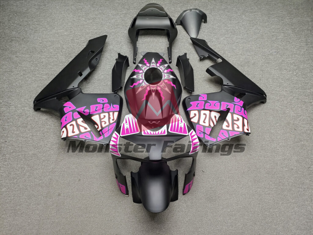 Honda CBR600RR 2003 - 2004 Matte Black & Hot Pink Rossi ABS fairings - custom motorcycle bodywork kit by Monster Fairings
