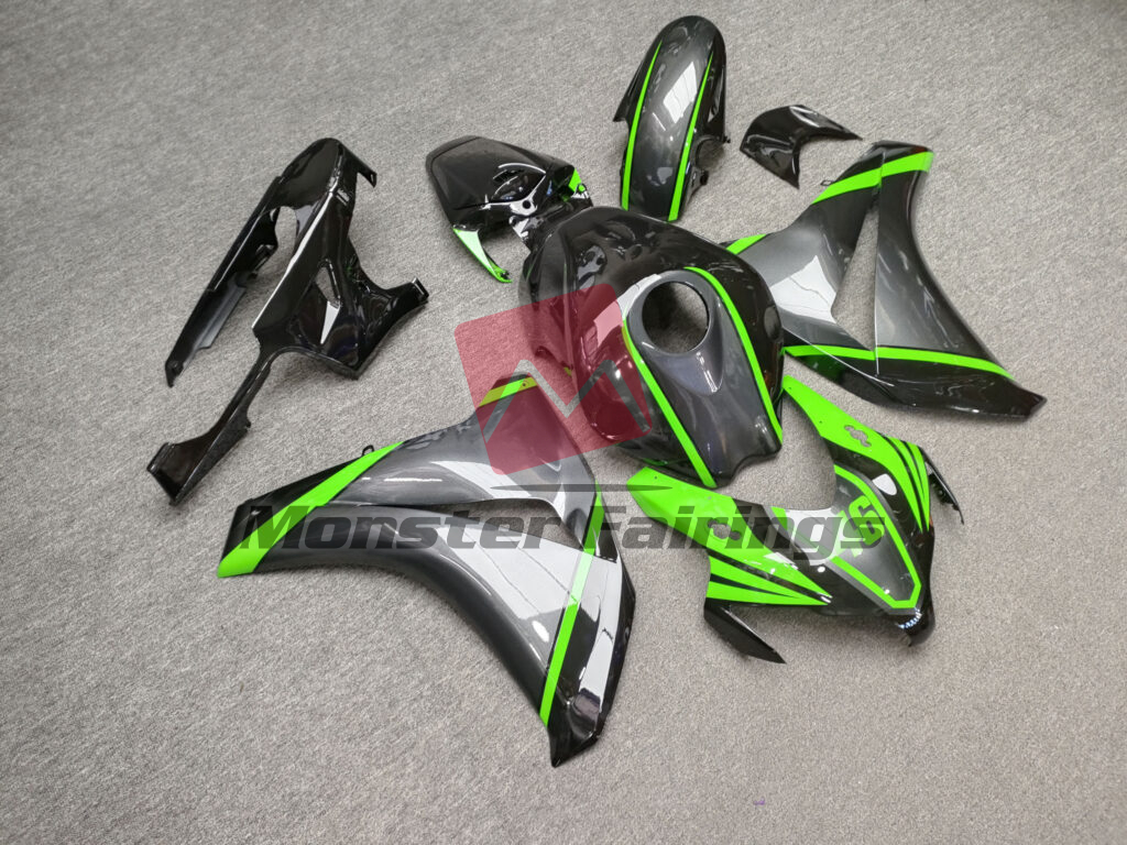 Gloss Gray & and Black with Green ABS fairings for Honda CBR1000RR 2008 - 2011 - premium OEM fit kit by Monster Fairings