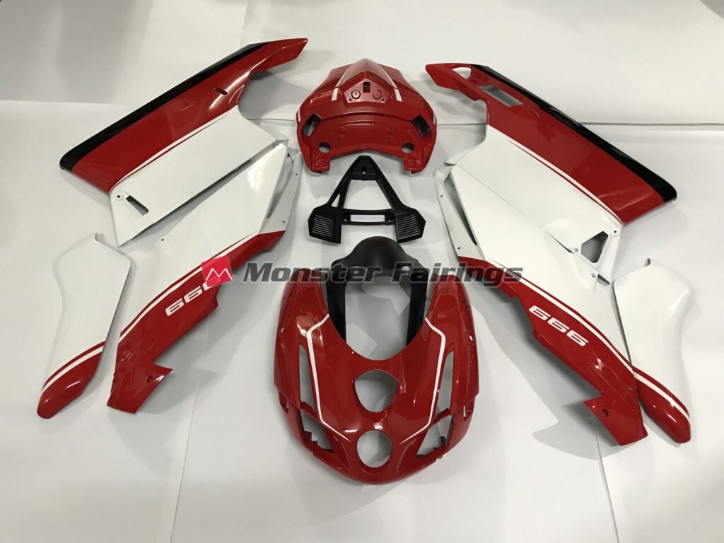 Ducati 749 999 2003 - 2004 White, Red and Black ABS fairings - custom motorcycle bodywork kit by Monster Fairings