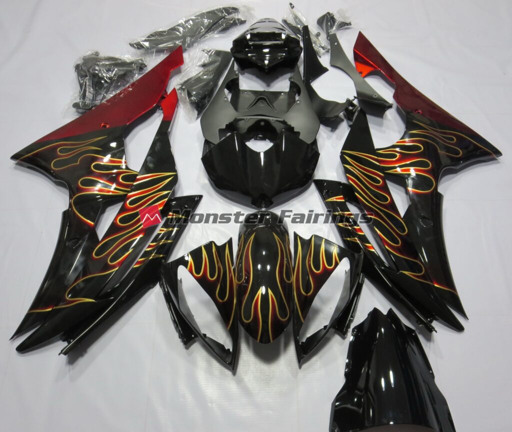 Yamaha R6 2008 - 2016 Custom Flame ABS fairings - custom motorcycle bodywork kit by Monster Fairings