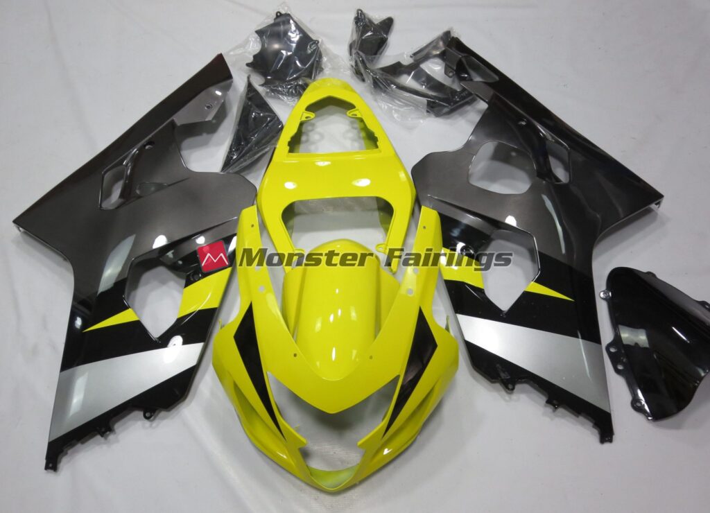 Suzuki GSXR 600 - 750 2004 - 2005 Yellow and Grey ABS fairings - custom motorcycle bodywork kit by Monster Fairings