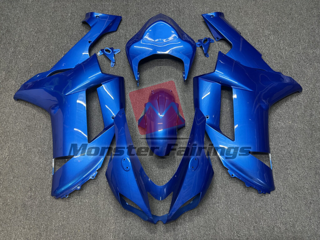 Kawasaki ZX6R 2007 - 2008 Gloss Blue ABS fairings - custom motorcycle bodywork kit by Monster Fairings