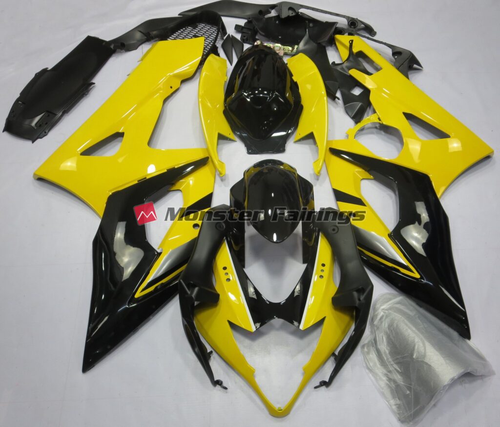 Suzuki GSXR 1000 2005 - 2006 Gloss Yellow & Black ABS fairings - custom motorcycle bodywork kit by Monster Fairings