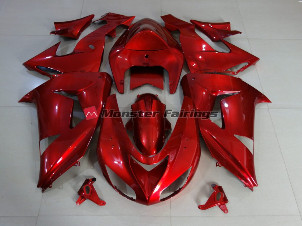 Kawasaki ZX10R 2006 - 2007 Red Deep Gloss ABS fairings - custom motorcycle bodywork kit by Monster Fairings