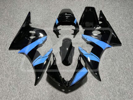 Yamaha R6 2003-2004 Gloss Black & Light Blue ABS Fairings | Monster Fairings