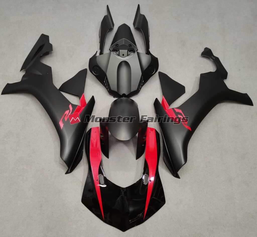 Yamaha R1 2015 - 2019 Matte Black with Pearl Red ABS fairings - custom motorcycle bodywork kit by Monster Fairings