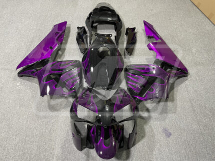 Honda CBR600RR 2003-2004 Gloss Black & Purple Flames ABS Fairings | Monster Fairings