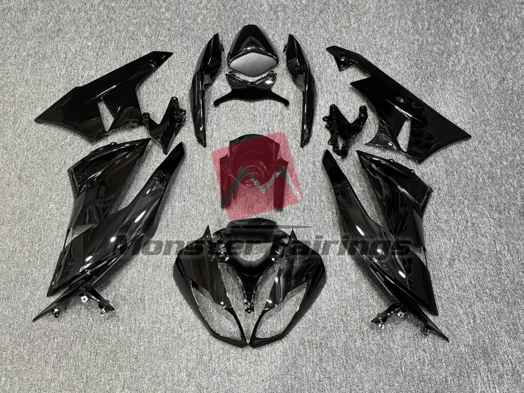 Kawasaki ZX6R 2009 - 2012 Gloss Black ABS fairings - custom motorcycle bodywork kit by Monster Fairings