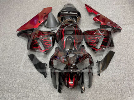 Honda CBR600RR 2005-2006 Gloss Black & Red Flames ABS Fairings | Monster Fairings