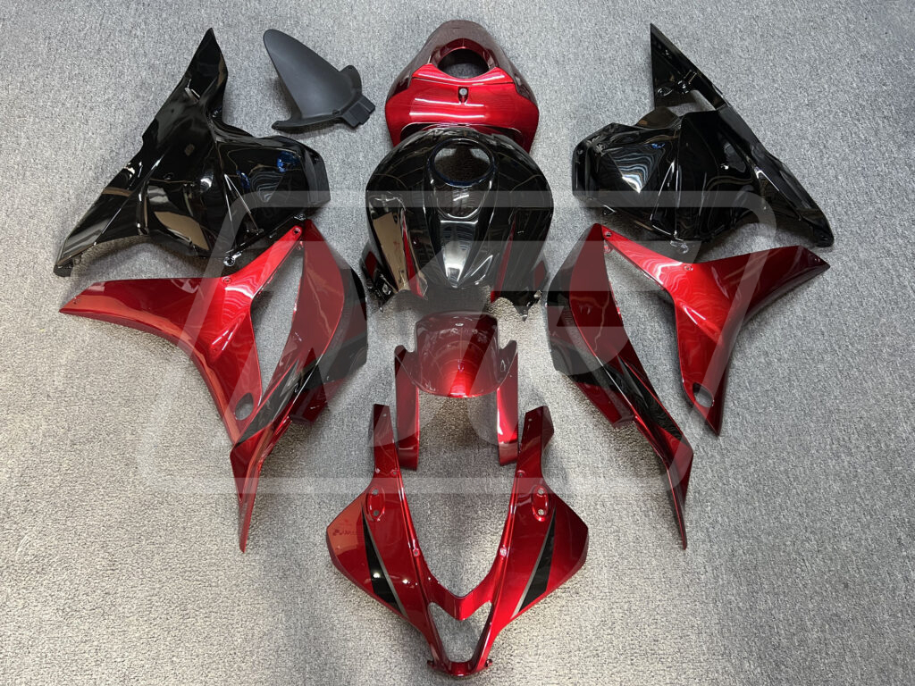 Honda CBR600RR 2009 - 2012 Gloss Candy Red & Black Silver ABS fairings - custom motorcycle bodywork kit by Monster Fairings