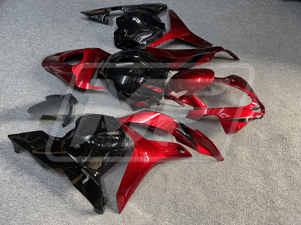 2009 - 2012 Honda CBR600RR Gloss Candy Red & Black Silver fairing set - ABS injection, custom painted by Monster Fairings